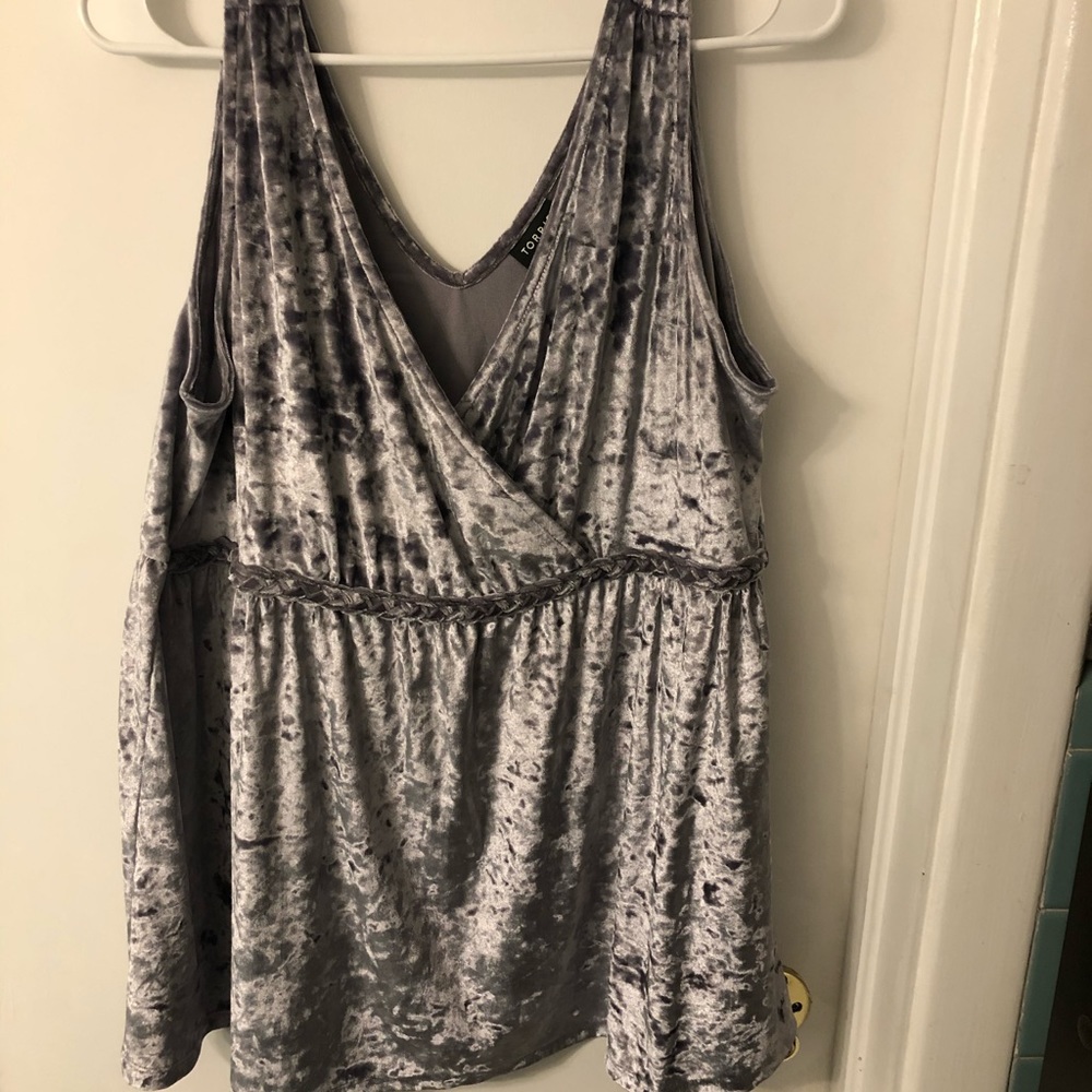 Size 2 Torrid plus size silver velvet top BNWOT